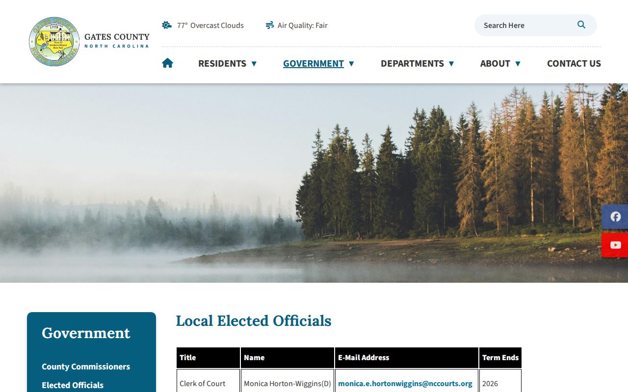 Official Gates County elected officials roster