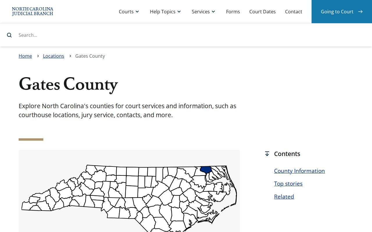North Carolina Judicial Branch Gates County court services page