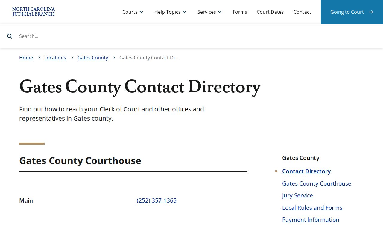Gates County criminal court cases contact directory